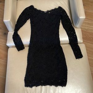 Jump apparel black lace long sleeve bodycon mini dress size extra small
